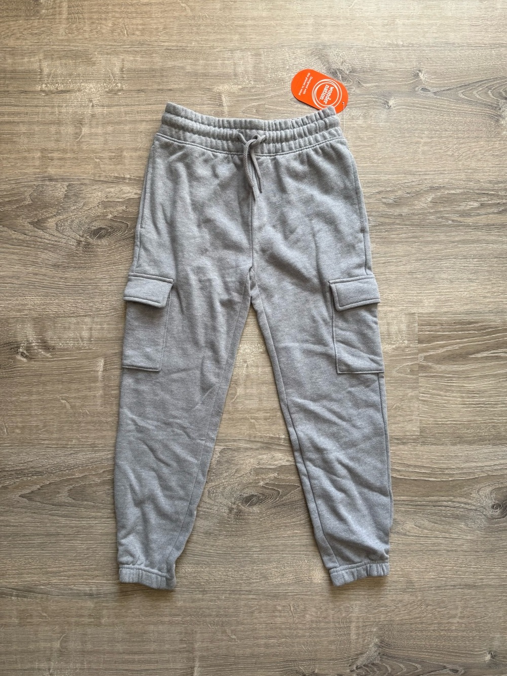 wonder nation Boy’s Size 8 Gray Cargo Jogger Sweatpants Cotton Elastic Waist NWT